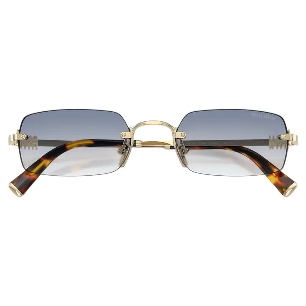 New MIU MIU Sunglasses Gold Blue Gradient Rectangle Square MIU MIU